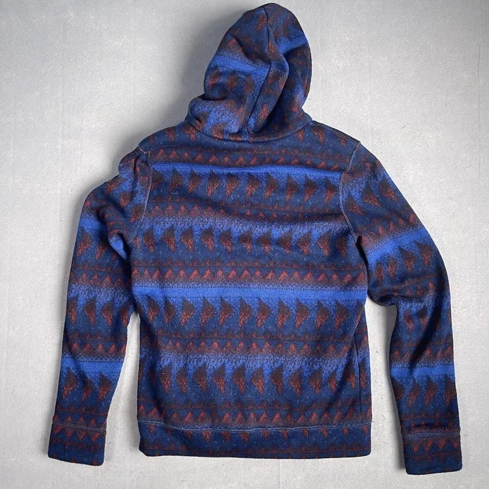 Vintage Hollister Full Zip Hooded Sherpa Sweatshirt Men Medium Aztec‎ 90s Y2K